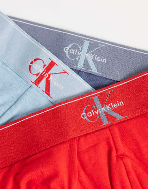 Calvin Klein Graphic Monogram 3 pack cotton hip briefs in gray/red, 3 of 3