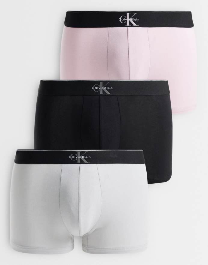 Calvin Klein Graphic Monogram pack de 3 calzoncillos de algodón en rosa/gris/negro