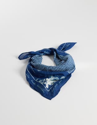 Calvin Klein Graphic Print Bandana In Blue