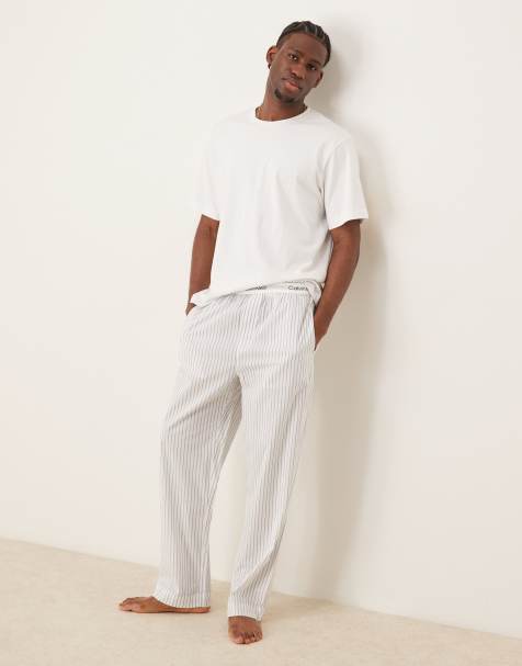 Calvin Klein – Grårandiga pyjamasbyxor i bomull - view 1