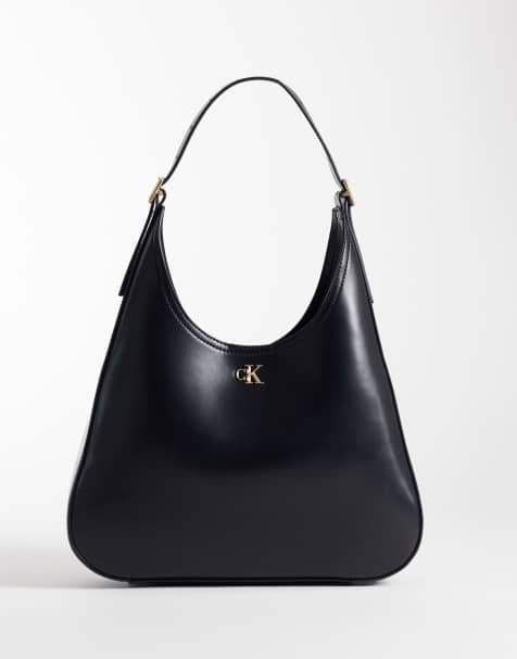 Calvin Klein große elegante Bucket Bag mit goldfarbenen Details in Schwarz - view 1