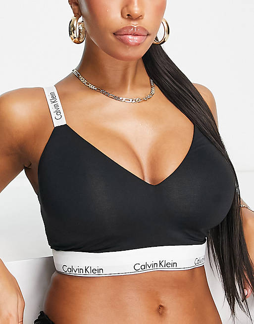 Calvin Klein – Größere Brust – Modern Cotton – Leicht gefüttertes Bralette  in Schwarz | ASOS