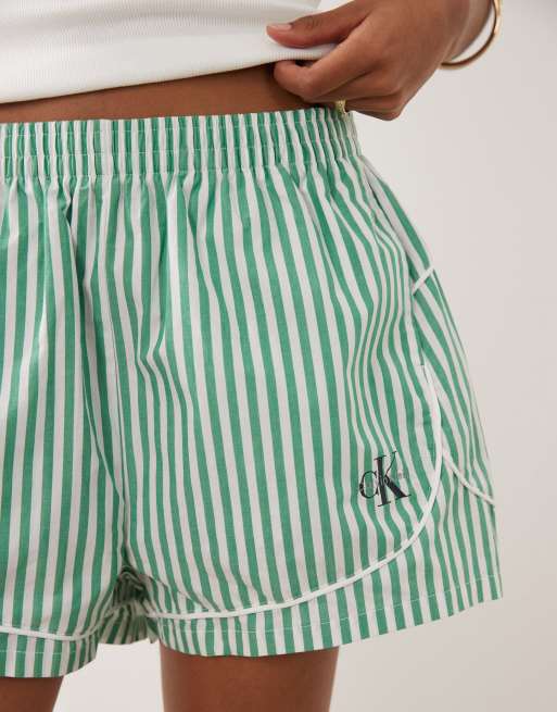Calvin Klein – Grönrandiga träningsshorts i poplin med logga, 3 av 5
