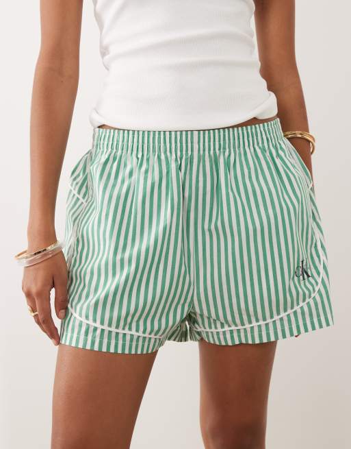 Calvin Klein – Grönrandiga träningsshorts i poplin med logga, 4 av 5
