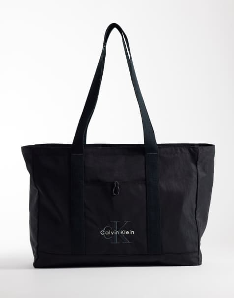Calvin Klein - Grote tote tas van nylon met logo in zwart - view 1