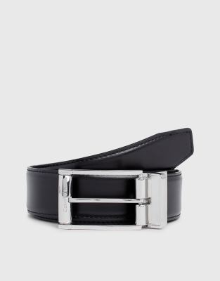 Calvin Klein Leather Belt in Ck Black Smooth - ASOS Price Checker