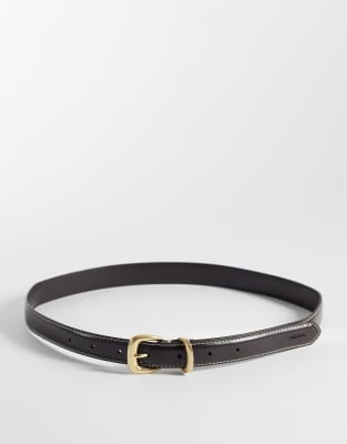 Gürtel in Schwarz mit Kontrastdesign, 25 mm Schwarz 90 cm