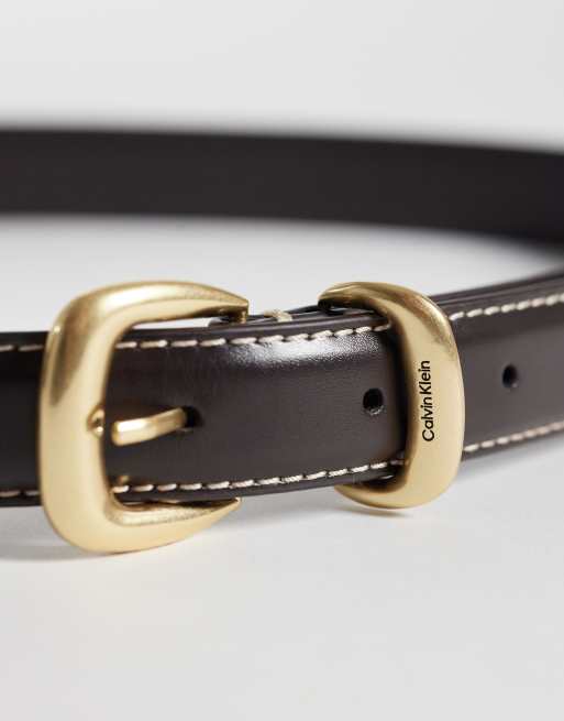 Calvin Klein Gürtel mit Kontrastnähten 25 mm in Schokobraun, 3 von 3