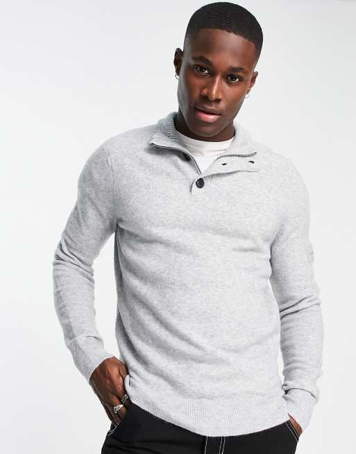 Mens half hot sale button sweater