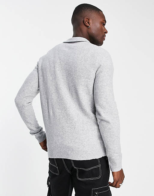 Calvin Klein half button/zip neck knit sweater in gray heather | ASOS