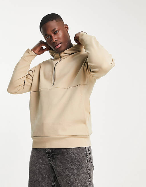 Calvin Klein half zip hoodie in tan | ASOS