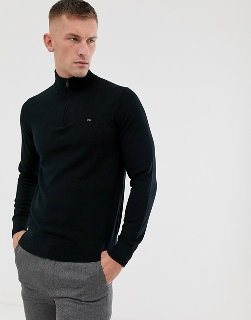 Calvin Klein half zip jumper in black