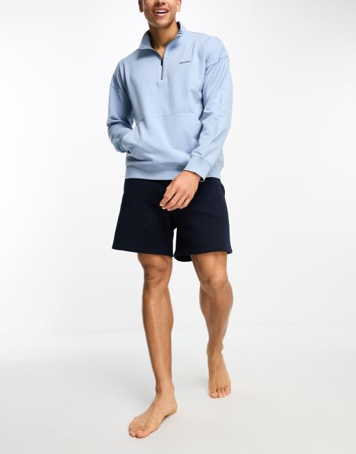 Calvin Klein half zip jumper in icy blue