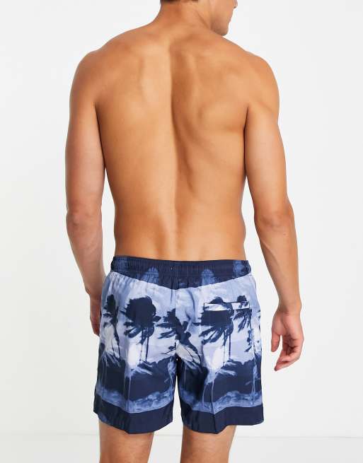 Calvin Klein - Halflange zwemshort met trekkoord in blauw, 2 van 4