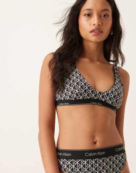 Calvin Klein - Haut de bikini style brassière à monogramme - Noir - view 1