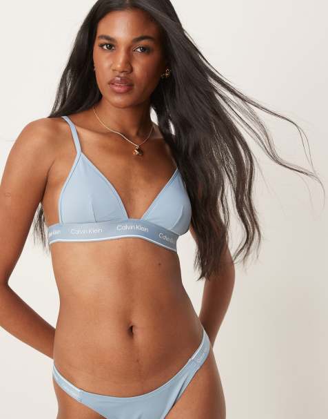 Calvin Klein - Haut de bikini triangle - Denim délavé - view 1
