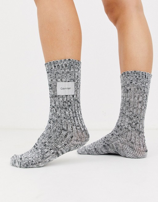 Calvin Klein hazard knitted logo patch socks in grey
