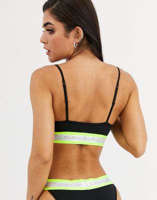 Calvin Klein Modern Cotton neon triangle bralette in blaze orange