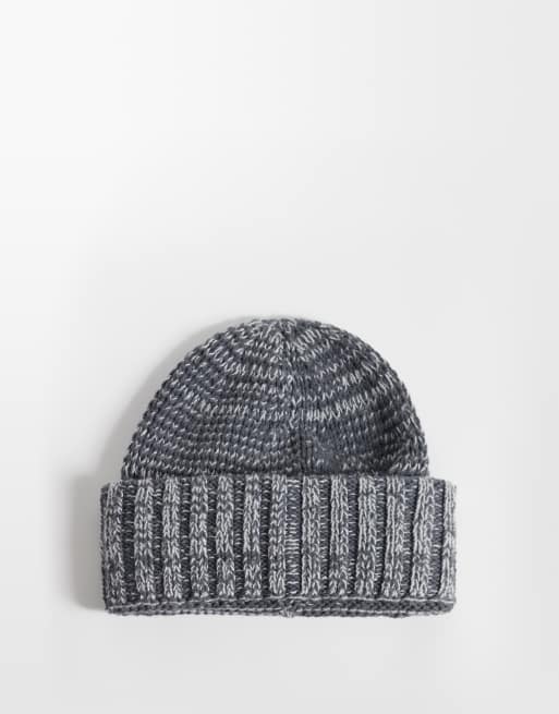 Calvin Klein heathered beanie with leather patch in gray, 3 of 3