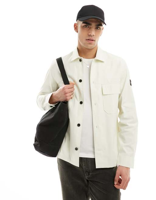 Calvin Klein – Hemdjacke aus Baumwoll-Nylon in Weiß