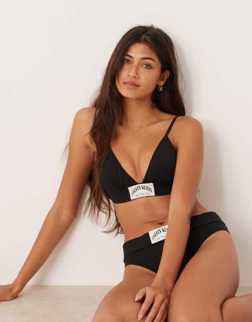 Calvin Klein Heritage Athletic lightly lined triangle bra in black