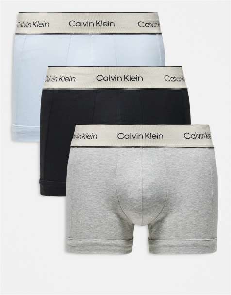 Calvin Klein Heritage Cotton 3 pack boxer briefs in black/gray/blue - view 1