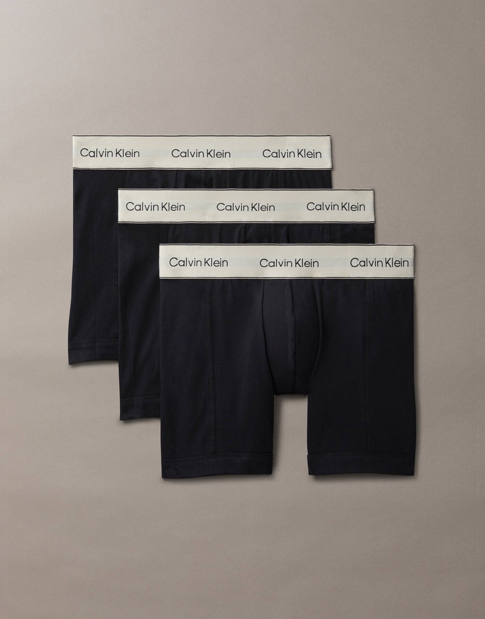 Хлопковые трусы-боксеры Calvin Klein Heritage из 3-х упаковок черного цвета с поясом цвета устрицы