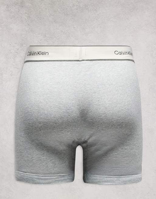 Calvin Klein Heritage Cotton 3 pack boxer briefs in white/grey/oyster, 3 of 3