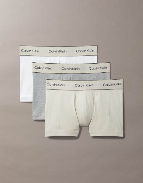 Calvin Klein Heritage Cotton 3 pack trunks in white/grey/oyster - view 1