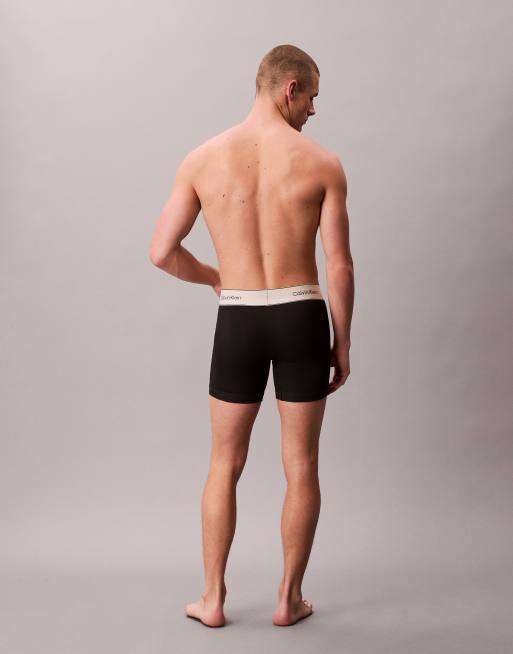 Calvin Klein – Heritage Cotton – 3er-Pack eng geschnittene Boxershorts in Schwarz mit Bund in Austernweiß, 3 von 3