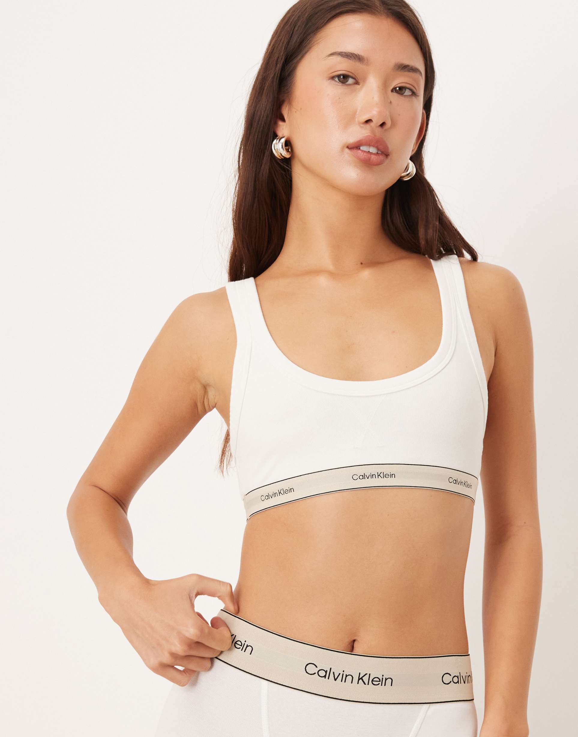 calvin klein heritage cotton bralet in bright white