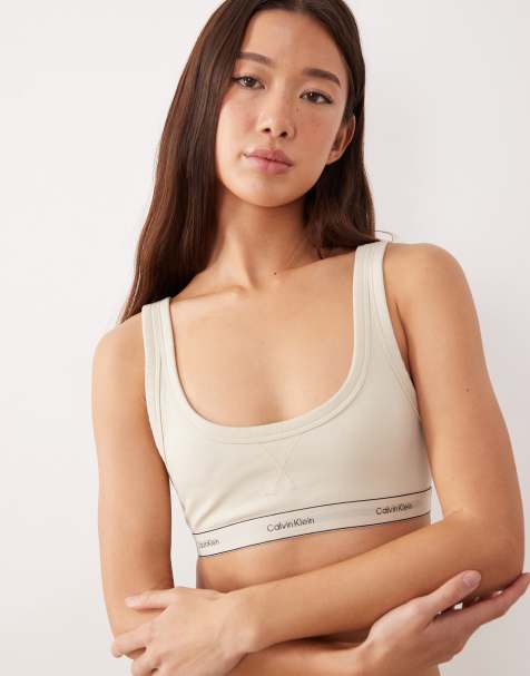 Calvin Klein Heritage Cotton bralet in oyster - view 1