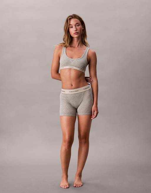 Calvin Klein heritage cotton bralette boxer set in grey heather