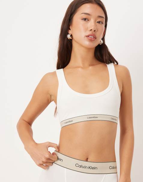 Calvin Klein Heritage Cotton bralette in bright white - view 1
