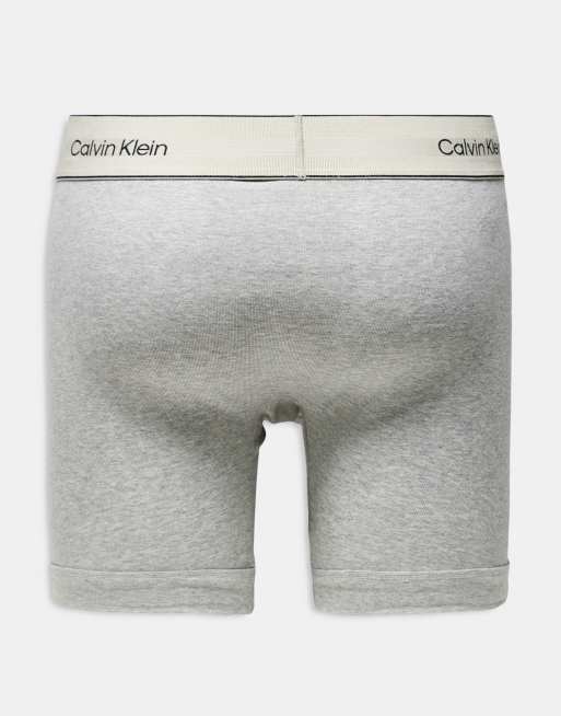 Calvin Klein - Heritage Cotton - Confezione da 3 paia di boxer neri, grigi e blu, 3 di 3