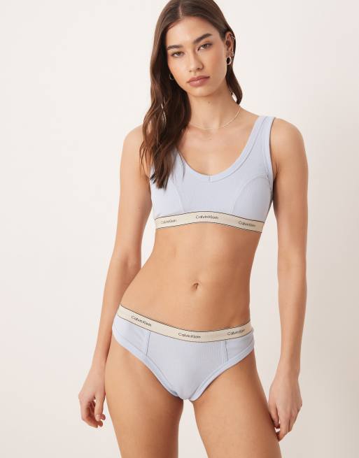 Calvin Klein - Heritage Cotton - Lyseblå trekants-bralette med let foring, 4 af 4