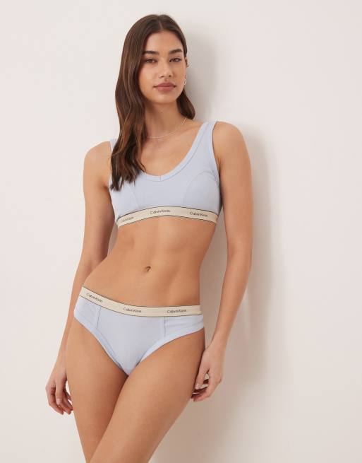 Calvin Klein - Heritage Cotton - String - Bleu clair