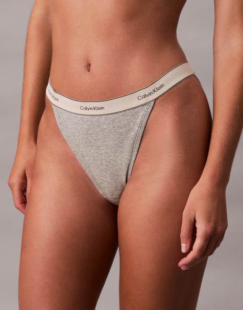 Calvin Klein – Heritage Cotton – Tanga in meliertem Grau - view 1