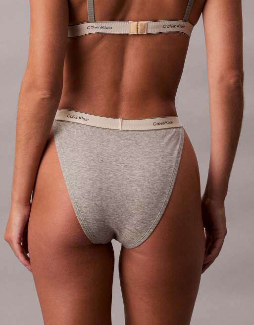 Calvin Klein Heritage Cotton tanga thong in heather gray, 4 of 4