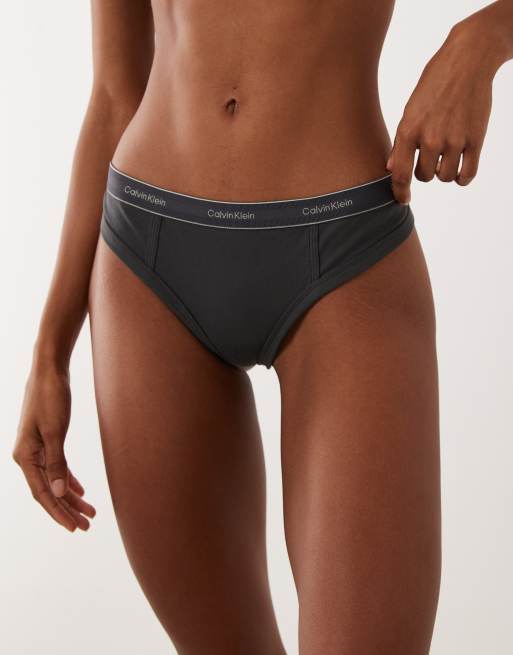 Calvin Klein Heritage Cotton thong in charcoal, 2 of 4
