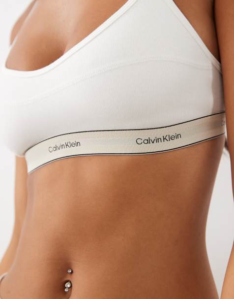 Calvin Klein Heritage Cotton unlined bralette in white - view 1