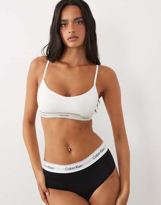 Calvin Klein Heritage Cotton unlined bralette in white, 3 of 4