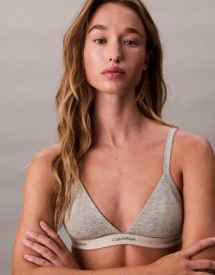 Calvin Klein Heritage Cotton Unlined Triangle Bra In Gray