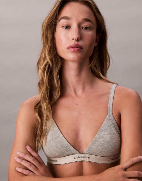 Calvin Klein Heritage Cotton unlined triangle bra in heather gray - view 1