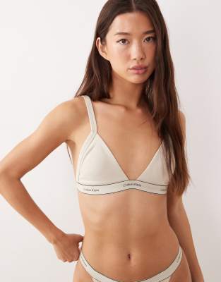 Calvin Klein Heritage Cotton Unlined Triangle Bra In Gray