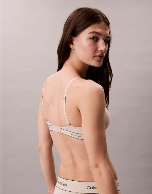 Calvin Klein Heritage Cotton uplift demi bra in oyster, 2 of 4