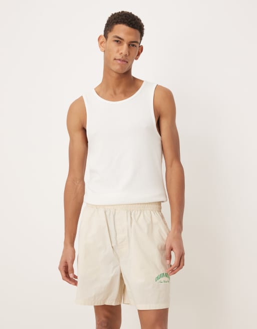 Calvin Klein – Heritage Crest – Krämvitrandiga, randiga pyjamasshorts i poplin, del av set