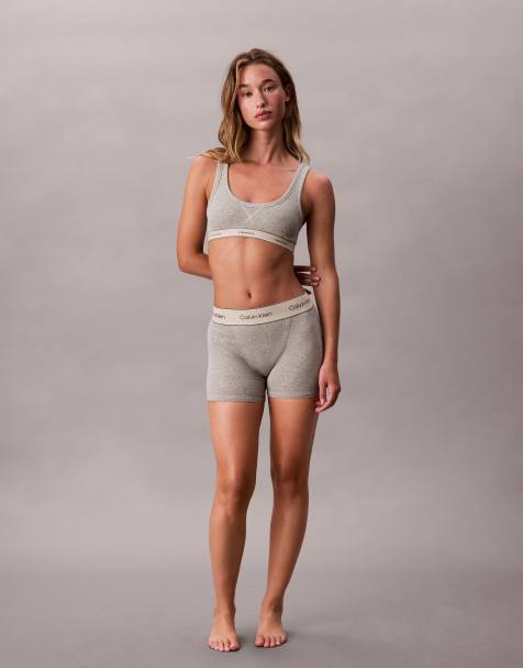 Calvin Klein - Heritage - Ensemble avec brassière et boxer en coton - Gris chiné - view 1