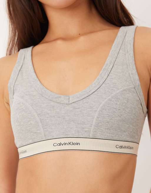 Calvin Klein - Heritage - Soutien-gorge triangle en coton légèrement doublé - Gris chiné, 3 de 4