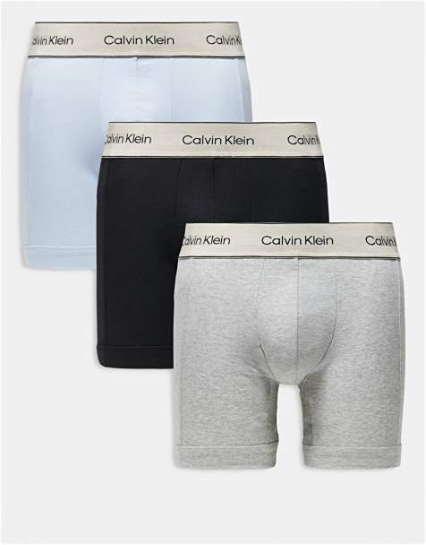 Calvin Klein – Heritage – Svarta, grå och blå boxerkalsonger i bomull, 3-pack - view 1